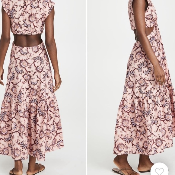 A.L.C. Alexandria Cutout Waist Maxi Dress in Pink Floral Print Size 14 - Picture 3 of 12